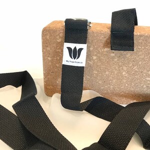 Yoga Strap, 9 Foot Length, 1 1/2" Wide, Easy Adjust Heavy Gauge D Rings, Black, Soft Non-Slip, 22 mm Thickness, Stretch Strap,Made in Canada