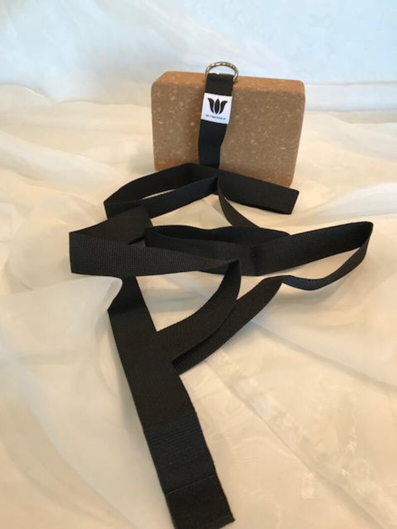 Yoga Strap, 9 Foot Length, 1 1/2" Wide, Easy Adjust Heavy Gauge D Rings, Black, Soft Non-Slip, 22 mm Thickness, Stretch Strap,Made in Canada