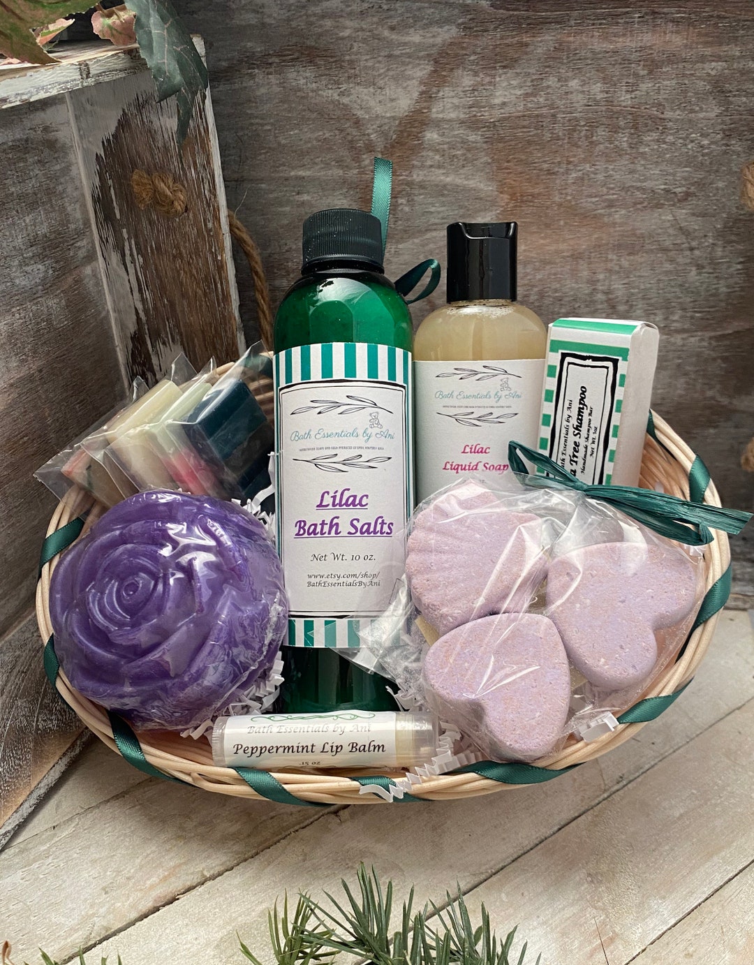 Anniversary Lilac Bath Gift Basket for Women Lilac Purple Flower Soap