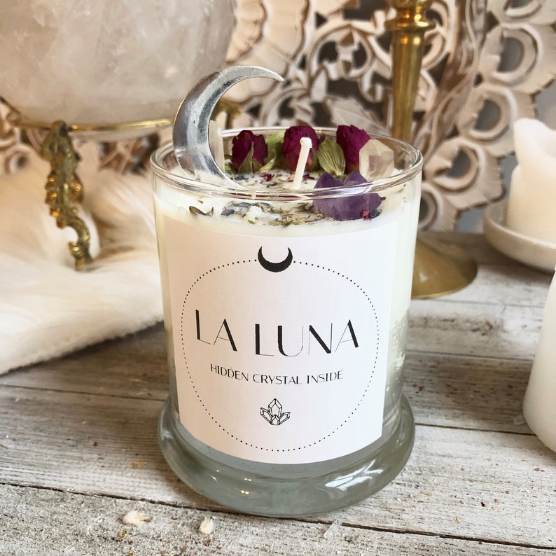 La Luna Soy Candle Mystery Candle Mystery Crystal Suprise Etsy