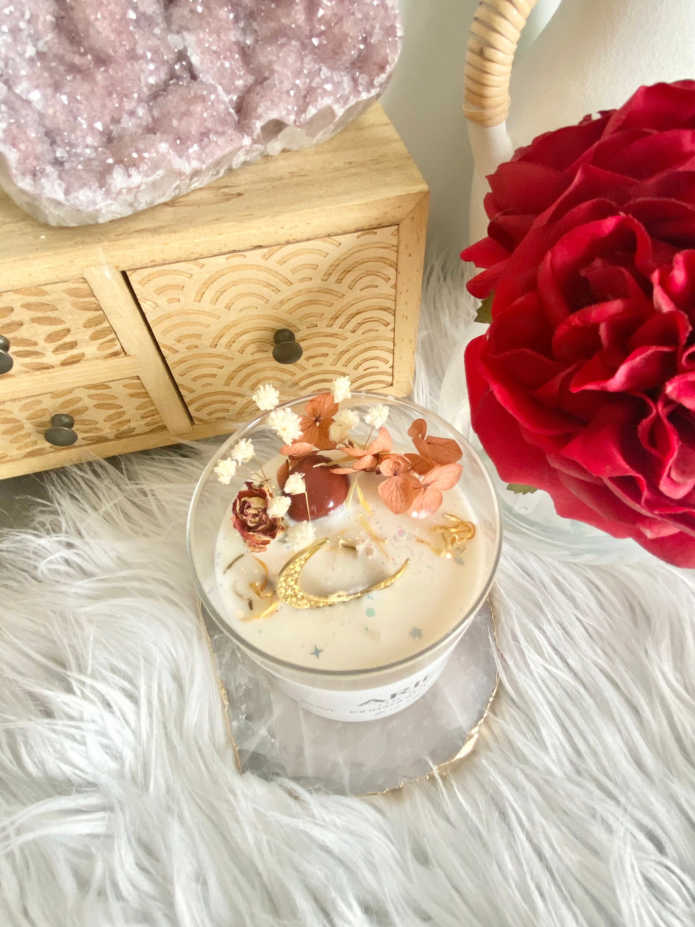 Aries Soy Candle Zodiac Candle Crystal Candle Botanical Etsy Australia
