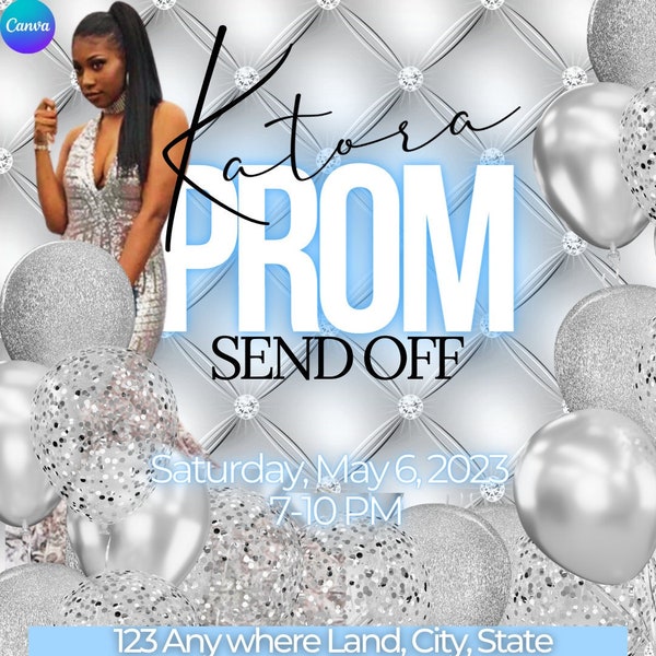 Personalize Prom Send Off Flyer, Invitation, Text Invite  - Editable