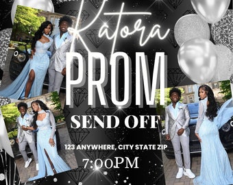Personalize Prom Send Off Flyer, Invitation, Text Invite  - Editable