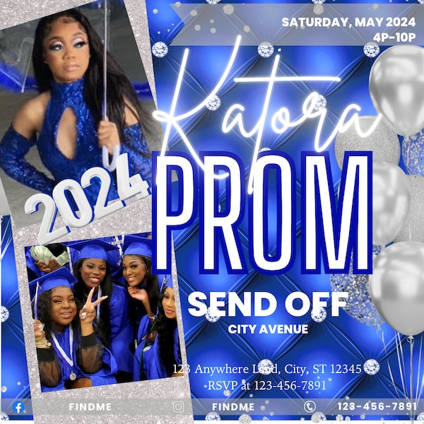 Personalize Prom Send Off Flyer, Invitation, Text Invite  - Editable