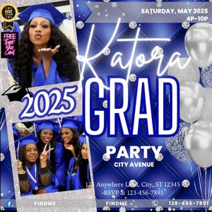 Personalize Graduation Party Invite, Graduation flyer, graduation template, grad Text Invite, grad welcome, class of 2025, Instant download
