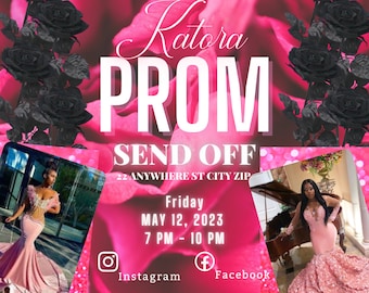Prom Send Off Digital Invitation, Editable Flyer Template, Prom Party Invite, DIY Graduation Celebration