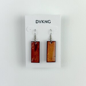 Enameled Copper Earrings - Orange Rectangle