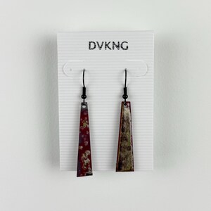 Enameled Copper Earrings - Green/Gray Rectangle