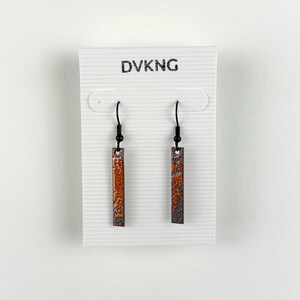 Enameled Copper Earrings - Yellow Rectangle