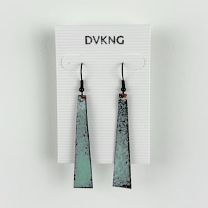 Enameled Copper Earrings - Turquoise Rectangle