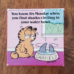 Retro Vintage Garfield Jigsaw Puzzle 100 Piece -You know it's Monday when you find sharks circling in your water bowl -Complete Puzzle 1978
