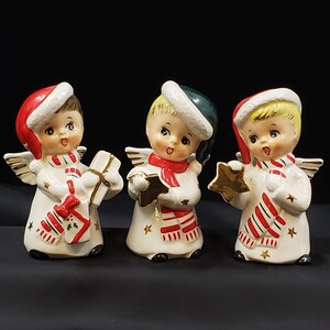 Vintage Christmas Boy Angel Set of 3 for Retro Kitschy Christmas Trio Classic Traditional Display Decor Collector Gift
