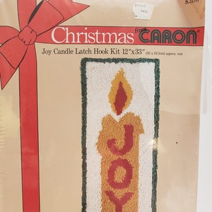 Vintage Christmas "Joy" Lit Candle Latch Hook Kit  Craft Kits for DIY Vintage Christmas Holiday Latch Hook Kit Wall Hanging Decor