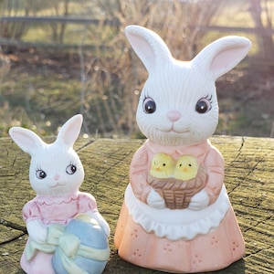 Coniglietto di Pasqua - Mamma e Conigli Conigli ConigliO Bambino - Coniglio Bianco - Regalo di Pasqua - Arredamento di Pasqua - Collezionista Coniglio - Decor Coniglio