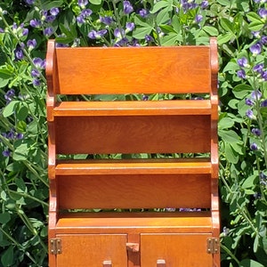 Wood Spice Rack or Curio Shelf Display Cabinet for Farmhouse 1950s Kitchen Bath Vanity Bedroom Decor Storage
