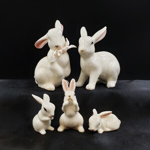 White Bunny Rabbit Family Gift for Spring Easter Mantel Decor Bunny Rabbit Collector