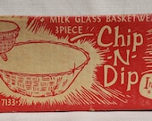 Indiana Glass Milk Glass Basketweave 3 Piece Chip-N-Dip IOB