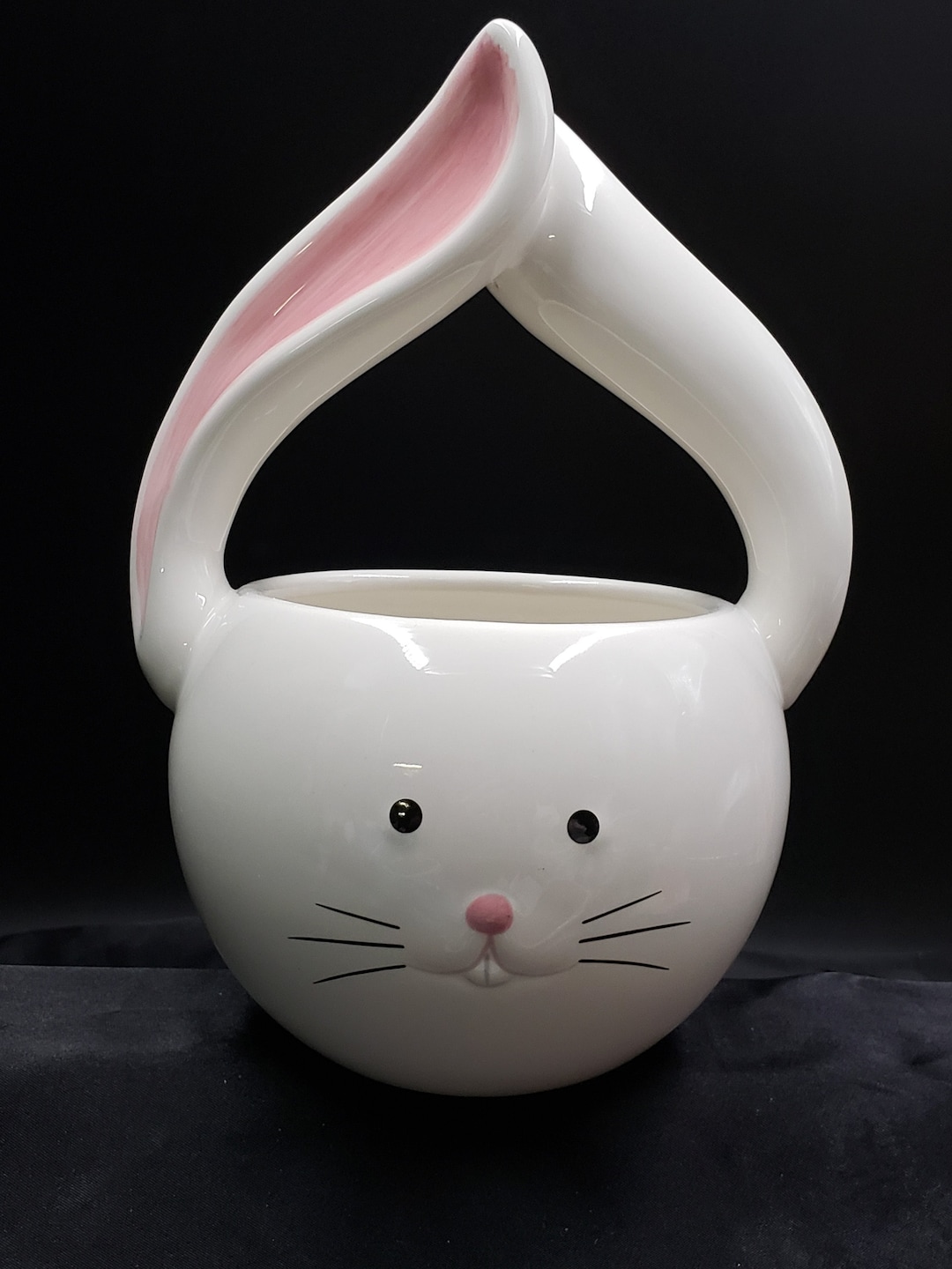 Teleflora White Bunny Rabbit Vase Planter Basket for White Bunny Rabbit Easter Spring Classic