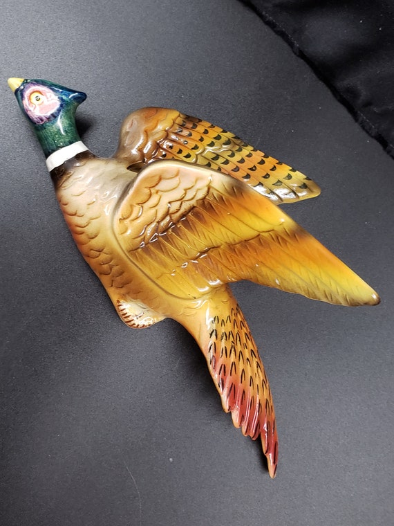 Spectacular Set of 3 Pheasant Wall Pocket Vase Japan Gift for Wall