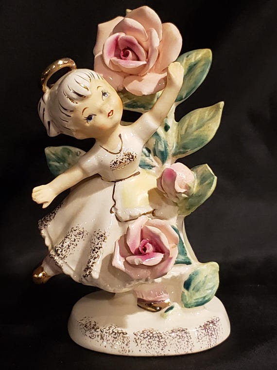 Lefton June Birthday Angel of the Month With Rose Flowers Gift for