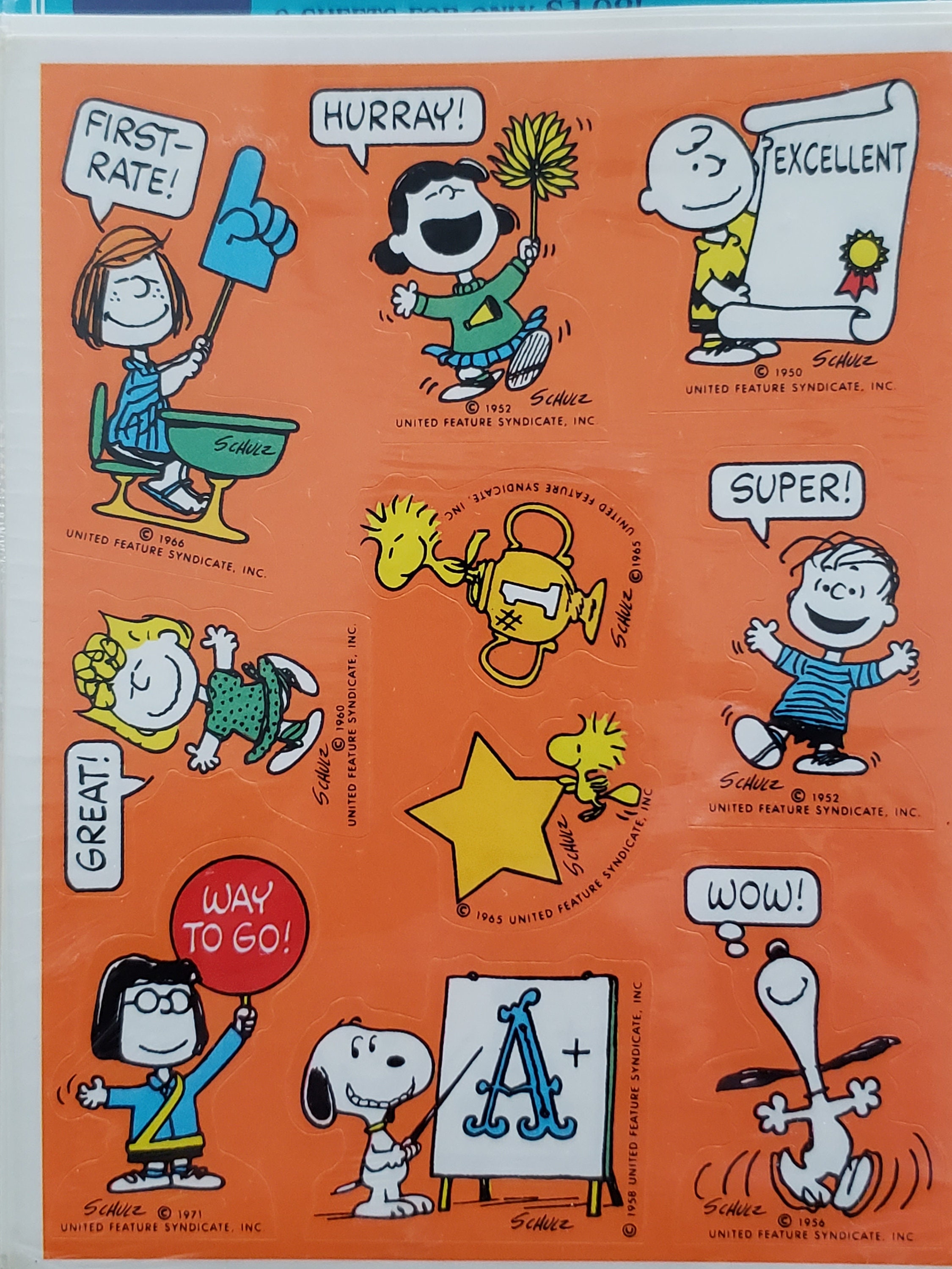 Peanuts Stickers 9 Sheets New in Unopened Package by Ambassador Gift for  Teacher Reward Snoopy Sticker Party Decor Collector Crafts Gifts 