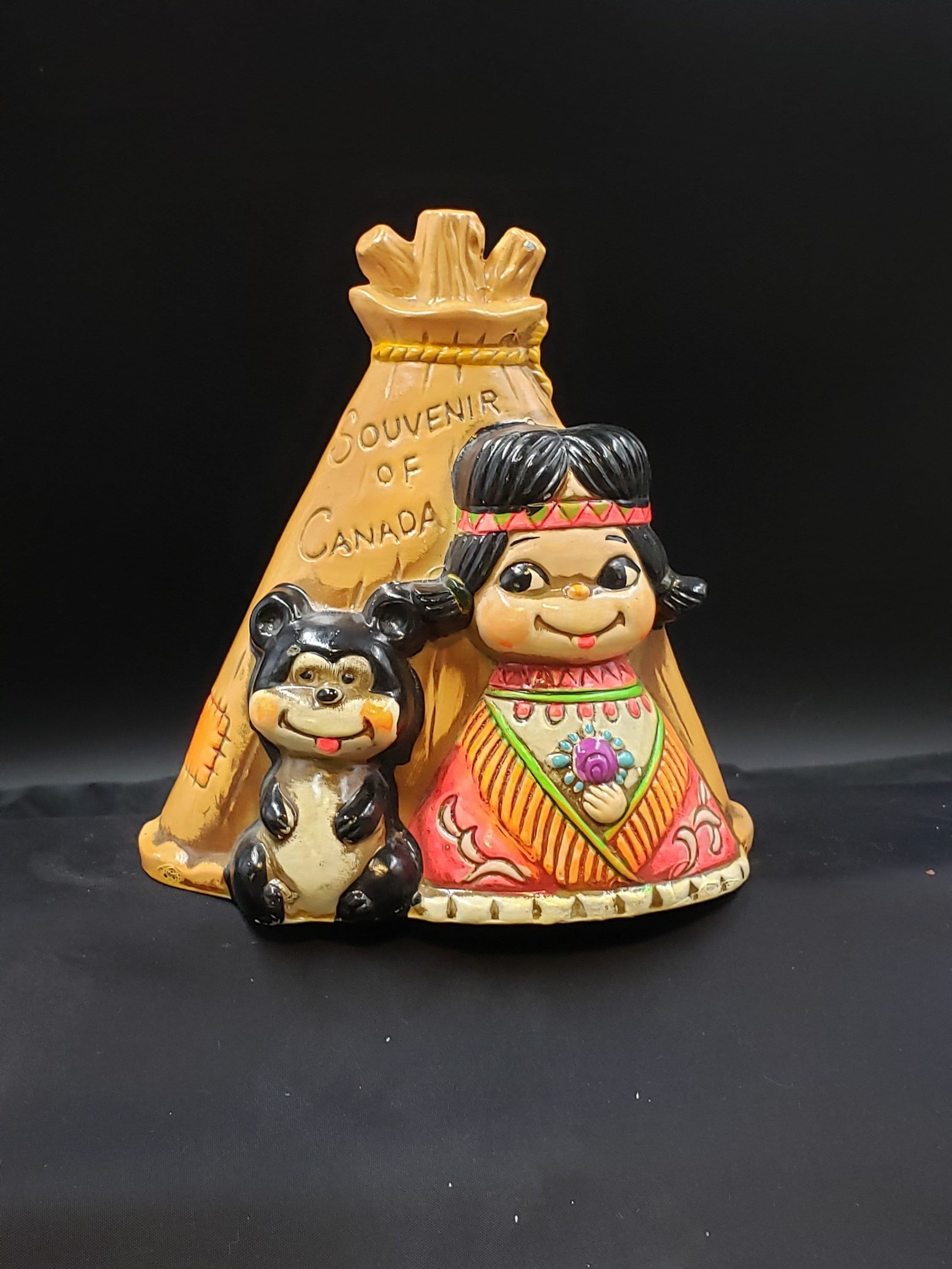 ヴィンテージ インディアンプリンセス クマとティピー付き チョーク