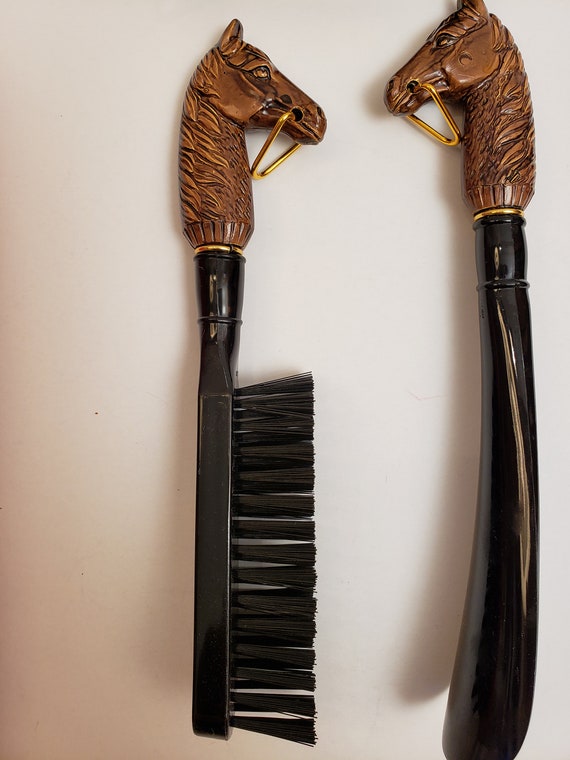 Vintage Equestrian Themed Tie Rack Shoe Brush and… - image 5