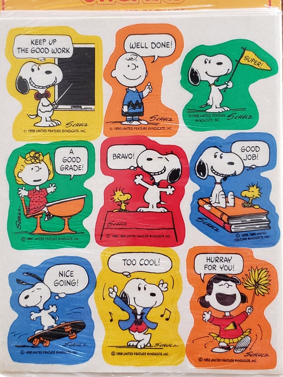 Snoopy Peanuts Stickers 4 Sheets New in Unopened Package by Hallmark Gift  for Teacher Snoopy Sticker Party Decor Collector Crafts Gifts 