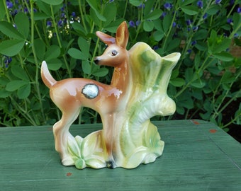 Collectible Stewart McCulloch California Deer Fawn Doe Vase for Vintage Planter Vase Deer Fawn Doe Bambi Collector MCM Nature Mantel Decor