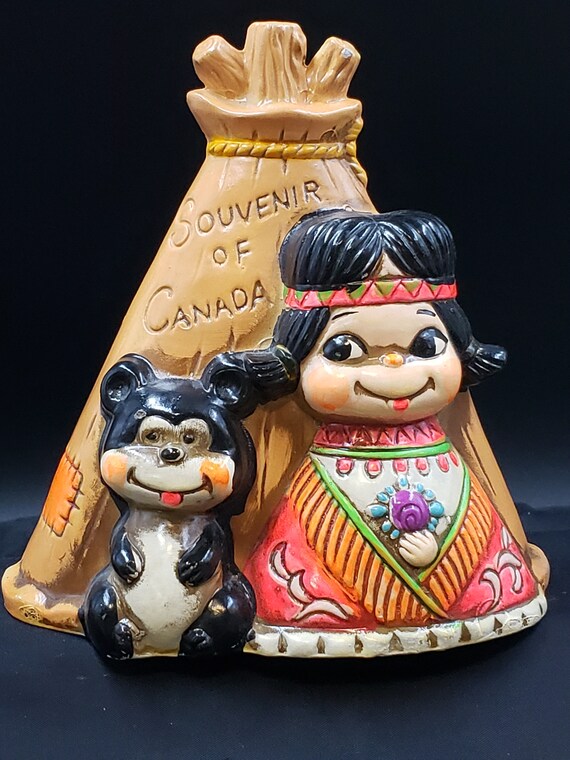 ヴィンテージ インディアンプリンセス クマとティピー付き チョーク