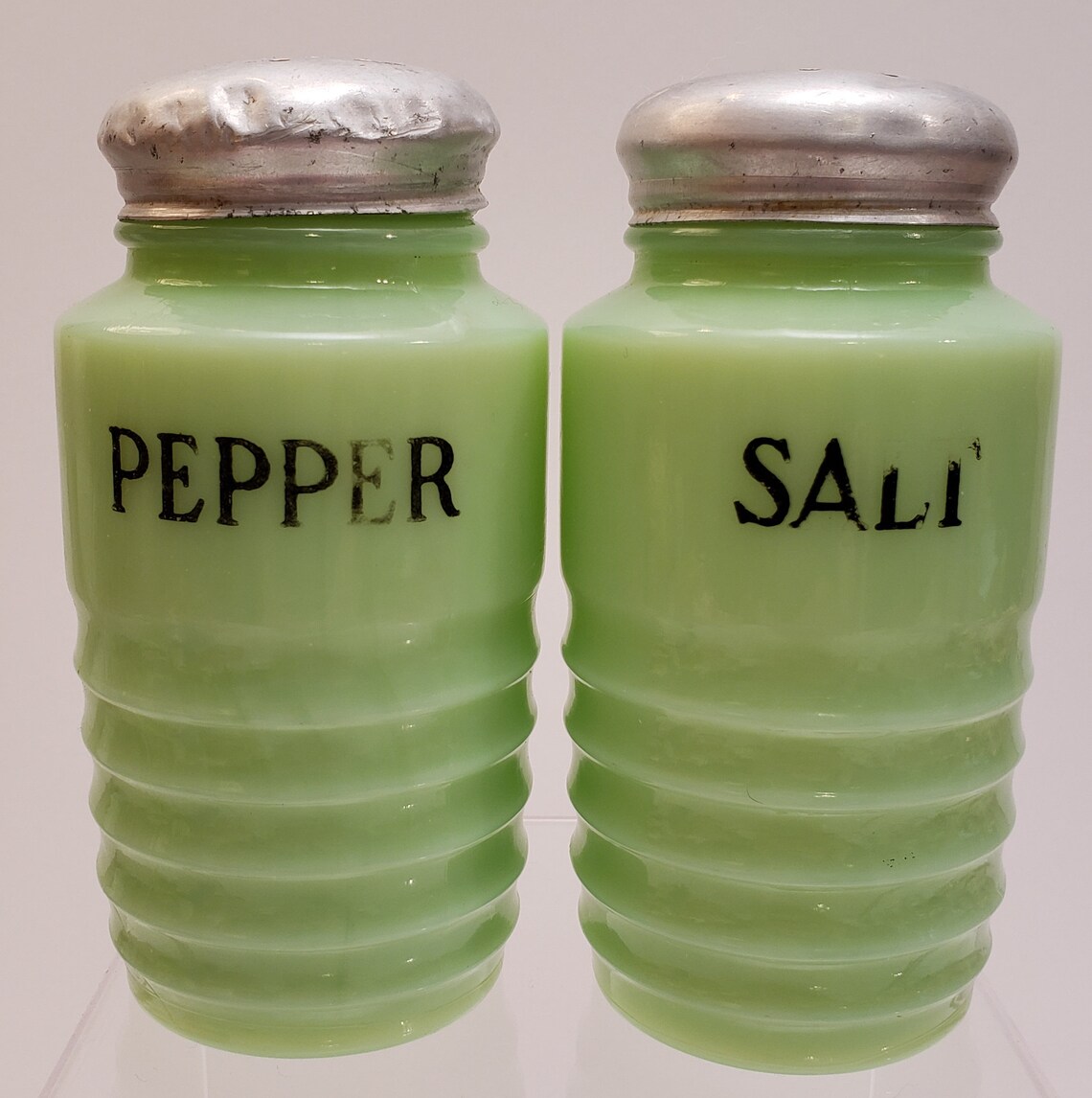 Vintage Jadeite Beehive Salt & Pepper Shakers Jadeite Green Etsy