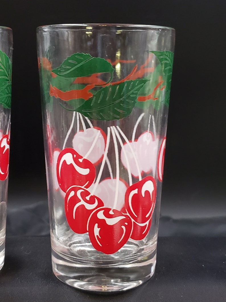 Retro Vintage Tall Cherry Juice Glasses Set of 2 Swanky Swig Etsy