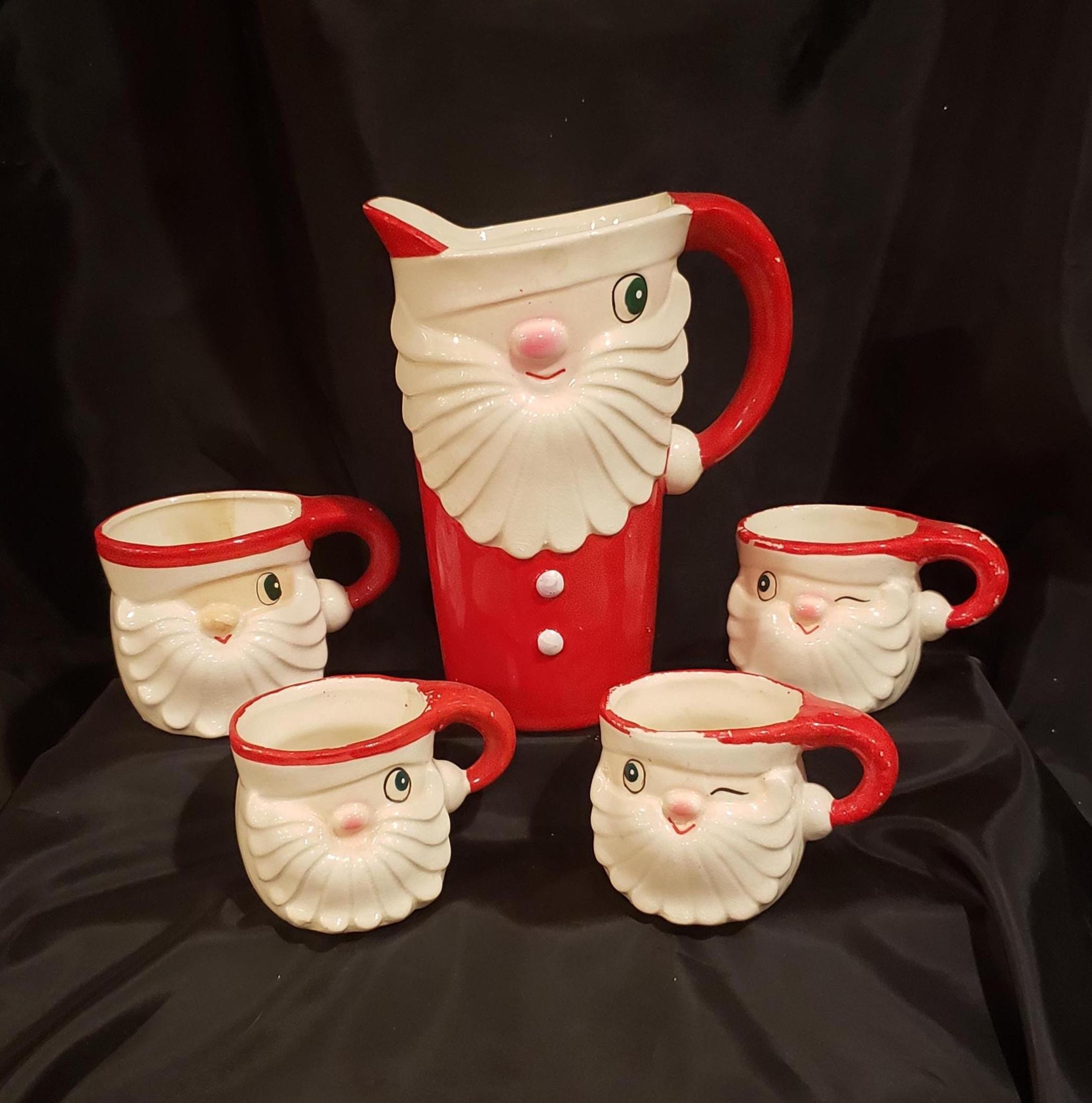 Vintage Retro Holt Howard Merry Whiskers Winking Santa Pitcher and