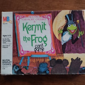 Juego de cartas retro vintage Kermit the Frog para edades de 5 a 10 años Milton Bradley 1980