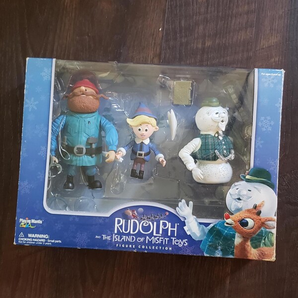 Vintage Rudolph and the Island of Misfit Toys Figure Collection for Retro Christmas Display Mantel Decor Collector Hermey Yukon Snowman