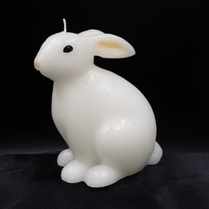 White Easter Bunny Rabbit Candle for Spring Easter Classic Traditional Mantel Shelf Table Decor Bunny Collector