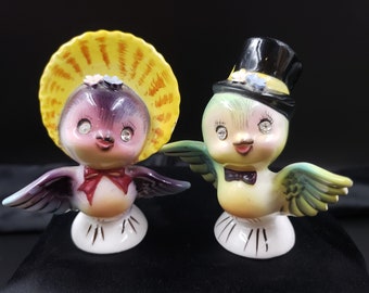 ヴィンテージ レルポ ジャパン 陶器 ブルーバード 三つ編みの青い鳥の