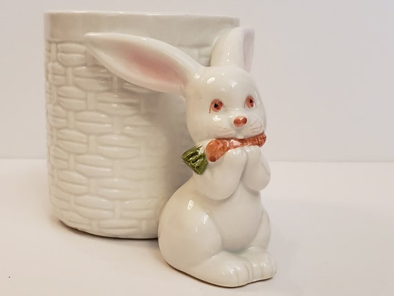 Vintage Easter Bunny Fitz and Floyd Vase - Vintage Easter Bunny Fitz and Floyd Cup / Pencil Cup - Fitz and Floyd Handpainted 1979 - Easter