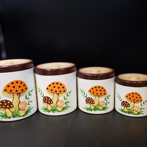 Retro Merry Mushrooms Canister Set 1978 from Sears Gift for Mushroom Kitchen Decor Retro Merry Mushroom Kitchen Decor Collector
