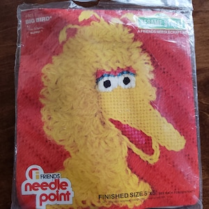 Vintage Sesame Street Big Bird Needlepoint Kit for Big Bird Sesame Street Collector - Vintage Sesame Street Wall Hanging for Child&#39;s Decor