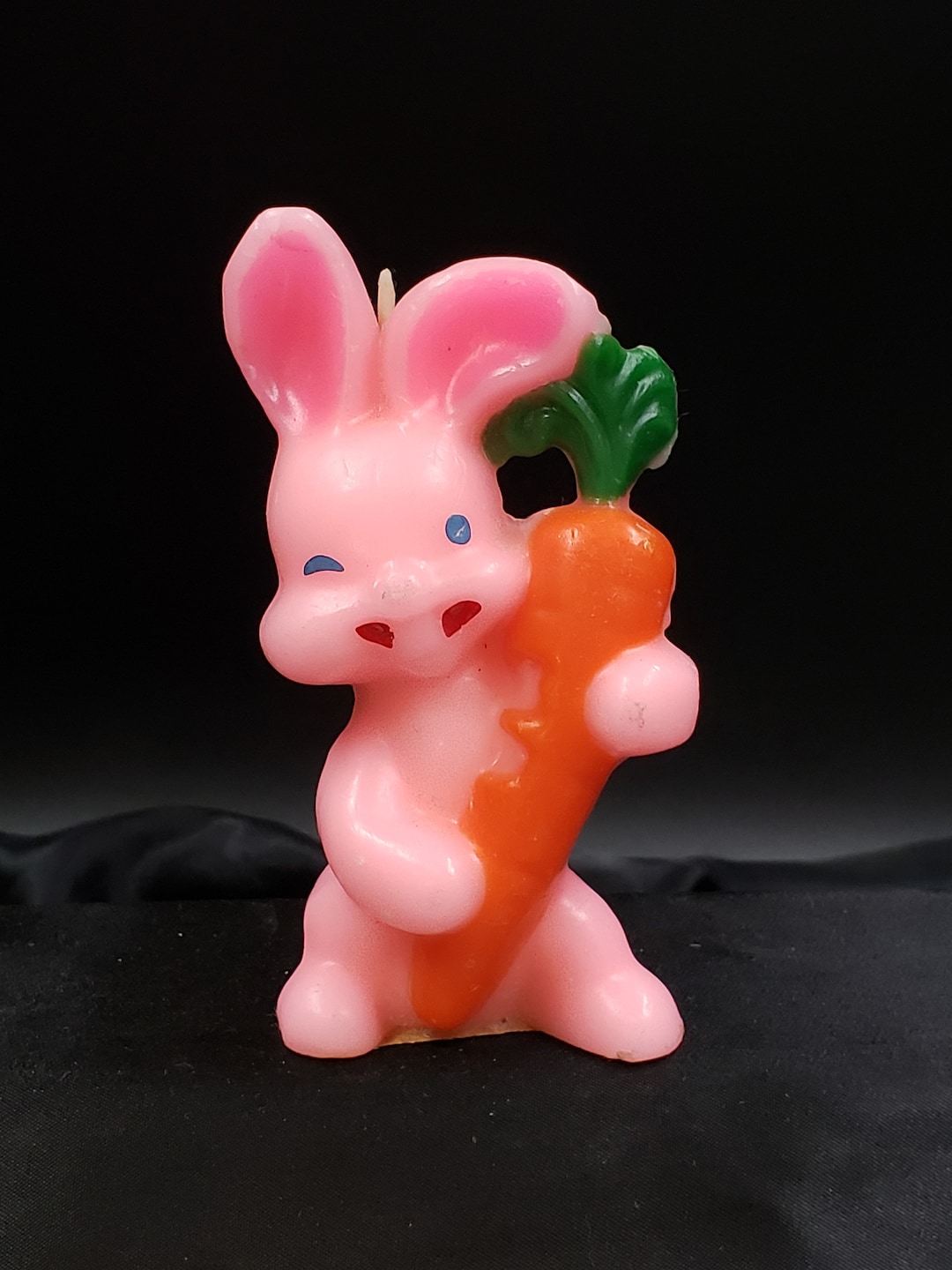 Vintage Pink Easter Bunny Candle With Carrot by Gurley Candle Co for