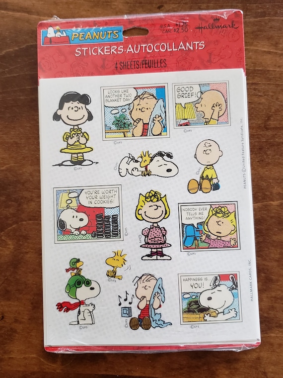 Snoopy Peanuts Aufkleber 4 Blatt Neu in ungeöffnet paket by Snoopy