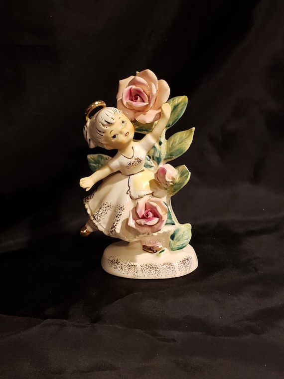 Lefton June Birthday Angel of the Month With Rose Flowers Gift for