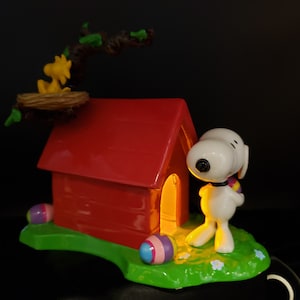 Snoopy's Easter Dog House Dept 56 Lighted Easter Display Gift for Snoopy Lover Collector for Easter Spring Mantel Display