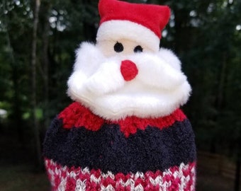 Santa claus baby/toddler hand knit hat, beanie.