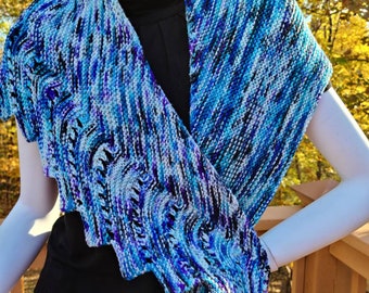 Hand Knit Ladies Shawl Made of Hand Dyed Merino Wool