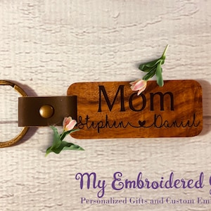 Personalized Koa Wood Keychain, Engraved Keychain, Custom Wood Keychain, Gift for Mom Dad, Personalized Gift for Him or Her