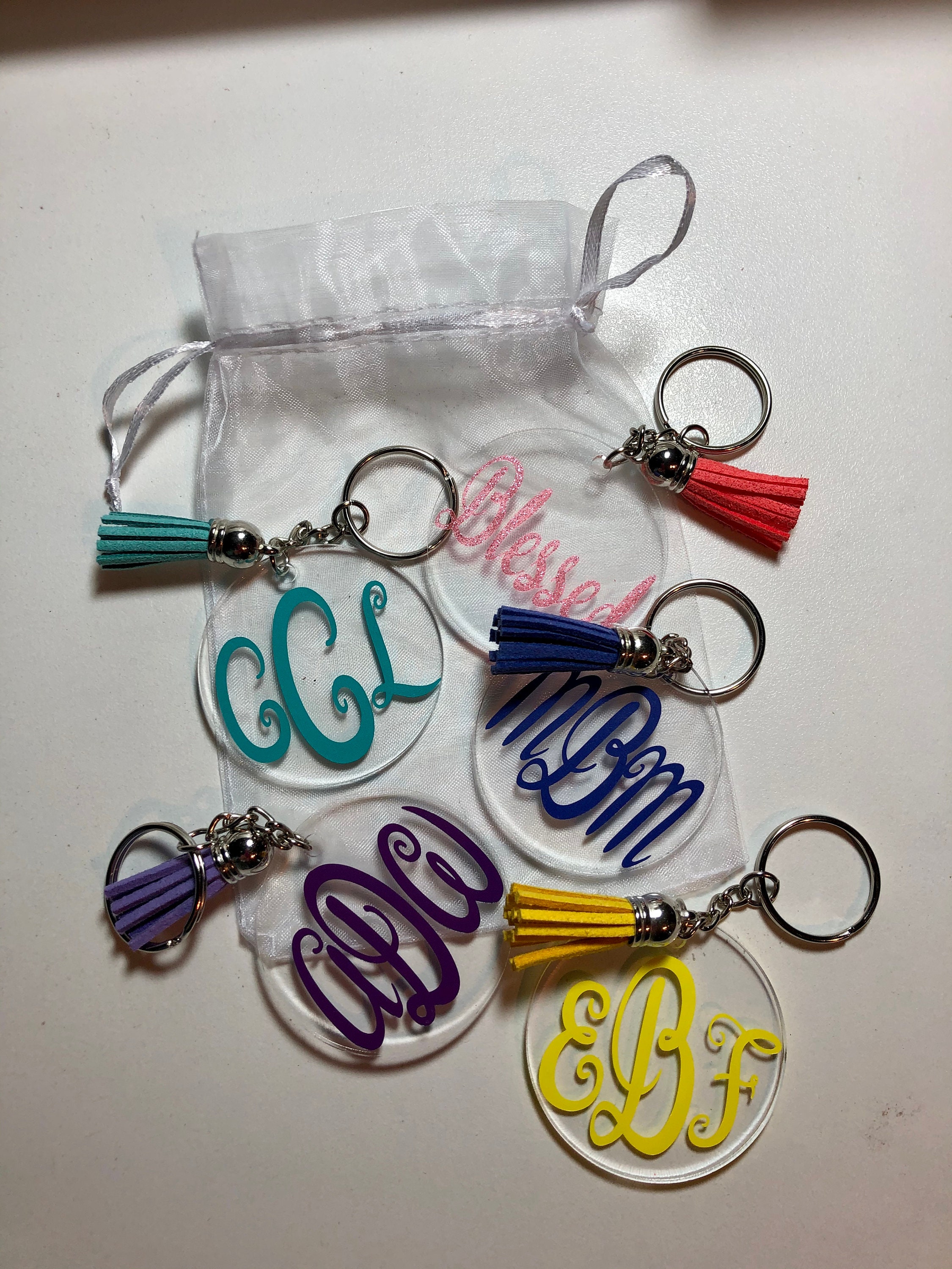 Acrylic Monogrammed Keychain - Variety of Colors