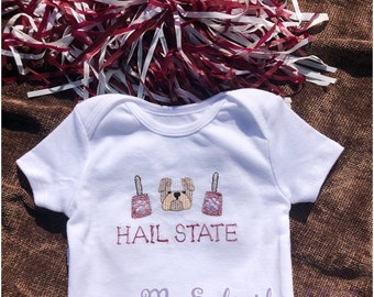 Personalized Embroidered Mississippi State Infant Body Suit/ Mississippi State Custom Body Suit / Children's and Infant's Monogrammed