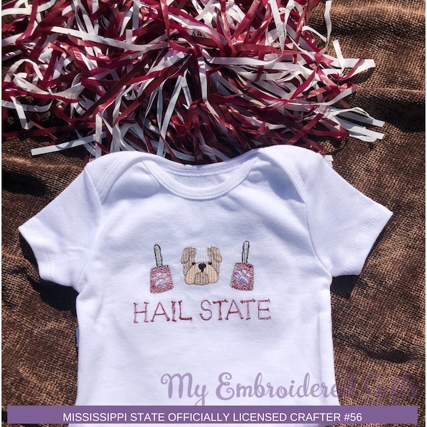 Personalized Embroidered Mississippi State Infant Body Suit/ Mississippi State Custom Body Suit / Children's and Infant's Monogrammed
